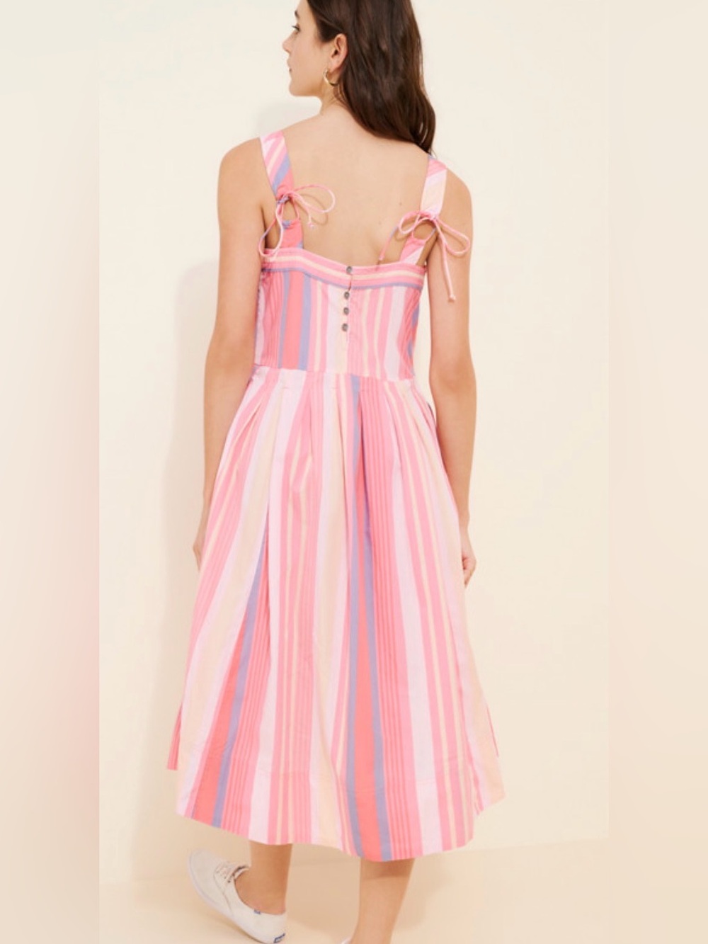 Free people primavera striped midi dress pink size extra small new with tags